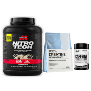 PACK CALISBAR - Proteína Muscletech Cookies & Cream 4 lb + Nutrex Caffeine 200 mg (60 un) + Creatina Ostrovit 300 gr