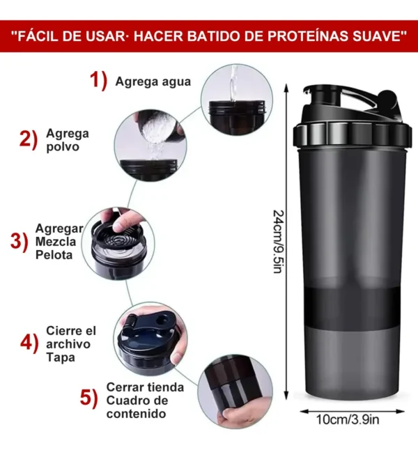 D_NQ_NP_2X_640993-MLC88250615450_072025-F Vaso Proteina Botella NEGRA Shaker Para Batido Botella Gym 3 En 1