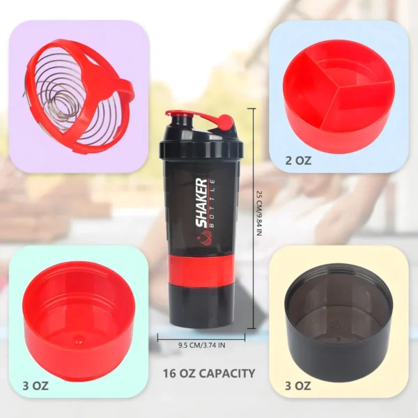 D_NQ_NP_2X_930600-MLA92629181499_092025-F Vaso Proteina Botella ROJA Shaker Para Batido Botella Gym 3 En 1