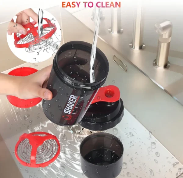 D_NQ_NP_2X_952942-MLA92629320569_092025-F Vaso Proteina Botella ROJA Shaker Para Batido Botella Gym 3 En 1