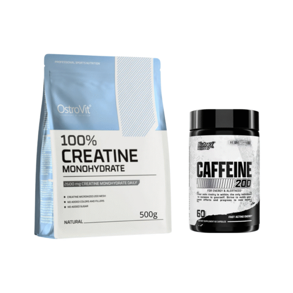 PACK ENERGÍA - Creatina Ostrovit 500 gr + Nutrex Caffeine 200 mg (60 un)
