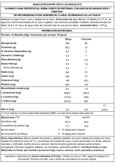 MUSCLETECH-NITRO-TECH-4-LB-CHOCOLATE Muscletech Proteina Nitro Tech 4 Lb Milk Chocolate