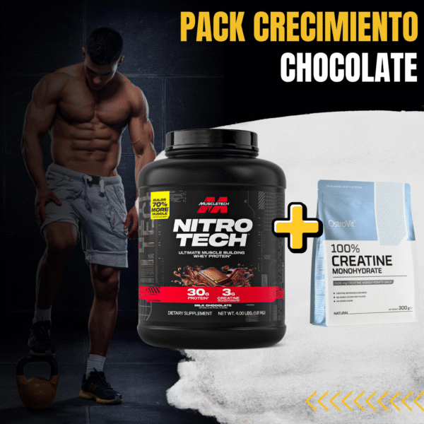 PACK CRECIMIENTO CHOCOLATE PACK CRECIMIENTO - Proteína Muscletech Chocolate + Creatina Ostrovit 300 gr