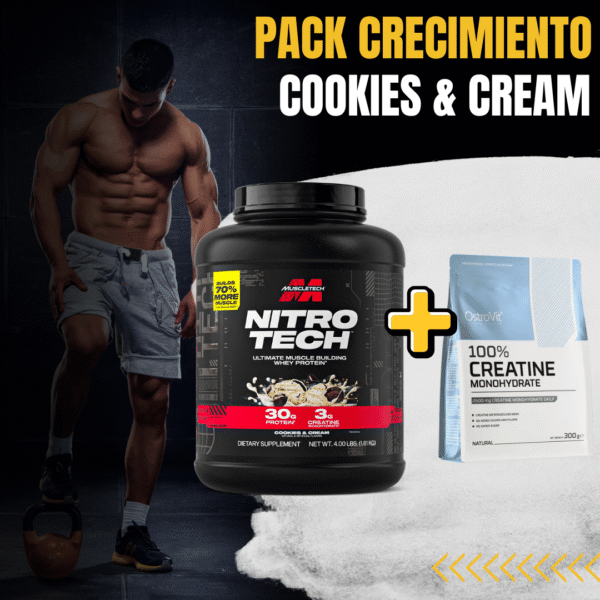 PACK CRECIMIENTO COOKIES & CREAM PACK CRECIMIENTO - Proteína Muscletech Cream & Cookies + Creatina Ostrovit 300 gr