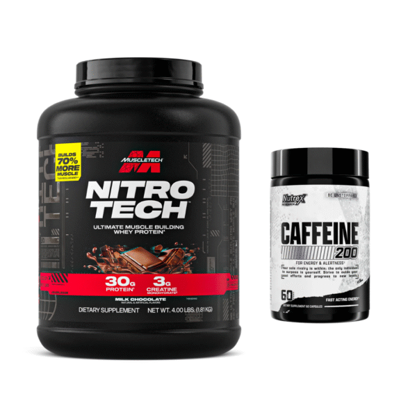PODEROSO CHOCOLATE PACK PODEROSO - Proteína Muscletech Chocolate 4 lb + Nutrex Caffeine 200 mg (60 un)